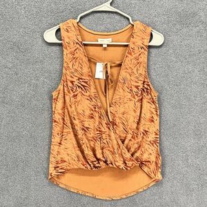 Urban Outfitters Tank‎ Top Women Small Burnt Orange Wrap Deep V Silence Noise